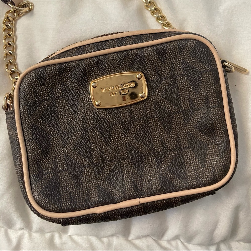 Michael Kors Brown Crossbody Bag with Gold Accents